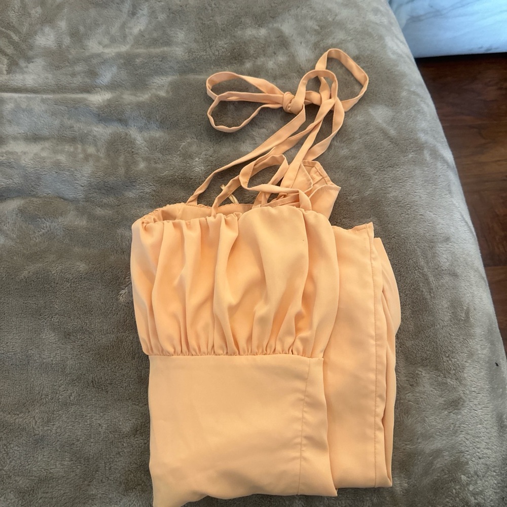 Abercrombie light orange strappy midi dress